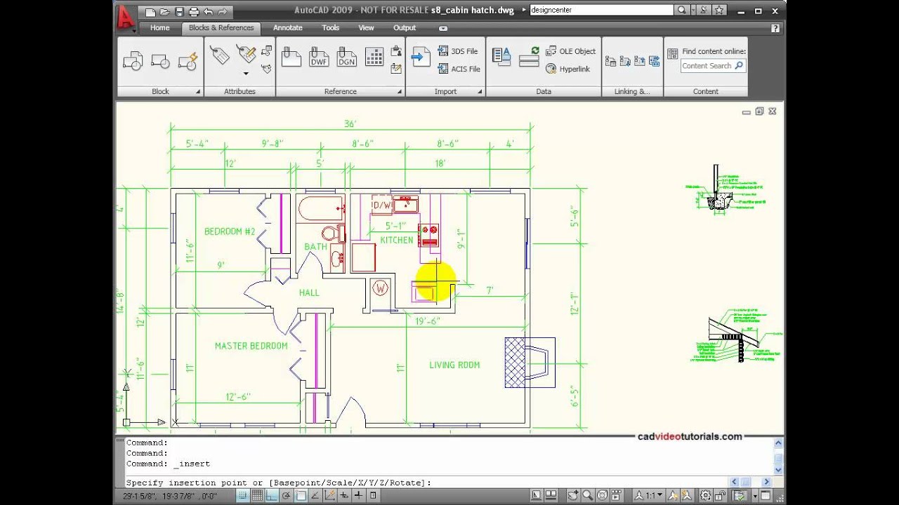 AutoCAD Tutorial - Inserting Blocks and Symbols - YouTube