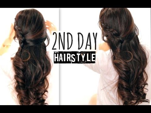 CUTE 2ND DAY HAIR | CROSSOVER BRAIDS HAIRSTYLES TUTORIAL | CURLY HALF ...