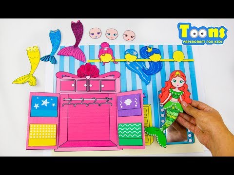 Download MERMAID PAPER DOLL WARDROBE GLITTER DRESSE TAILS ACCESSORIEES FOR DOLLS HOW TO DRAW DIY FOR GIRLS