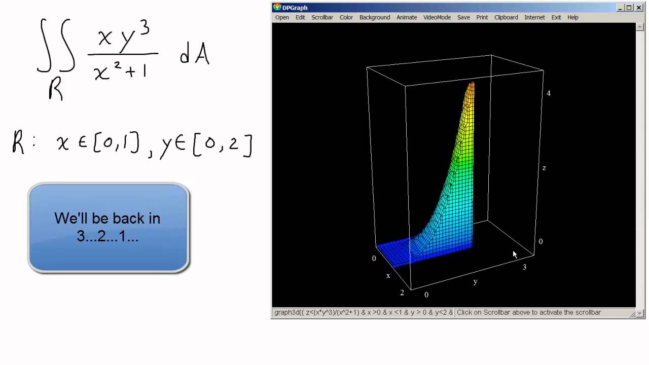 Double Integral graphing & finding volume YouTube