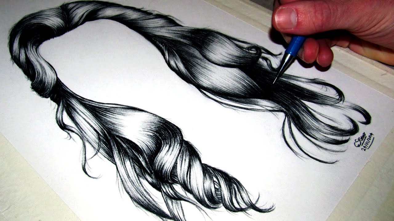 How to draw Realistic Hair - YouTube