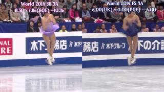 浅田真央(mao asada) World 2014 トリプルアクセル(3A)  SPとFSの比較！