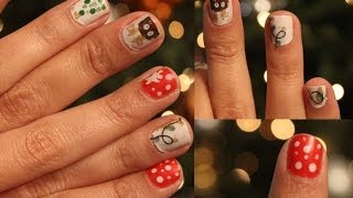 4 diseños de uñas PARA NAVIDAD! MUY FACIL!