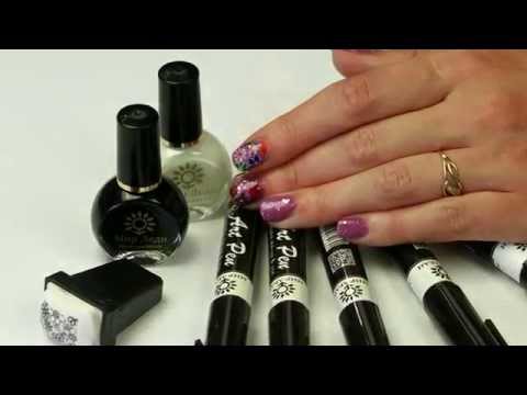 Nail art pen в сочетании с стемпингом