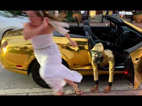 HALLOWEEN Prank in a GOLD Bentley! Funny but SCARY!