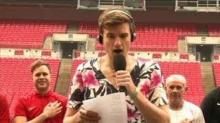 Greg James....in a dress...singing the national anthem!