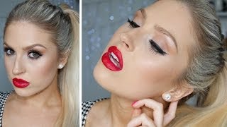 Kim Kardashian ♡ Hair & Makeup | Glamorous Warm Neutral Eyes & Red Lip!