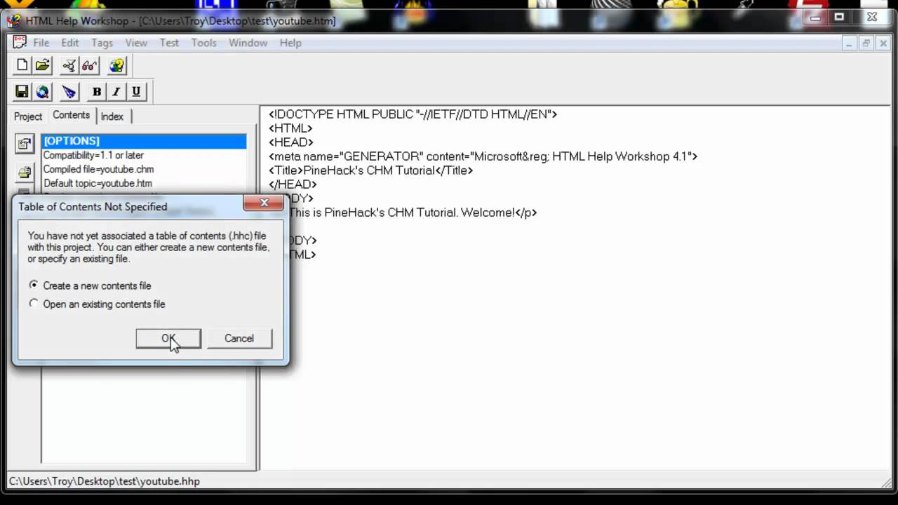 create chm file from html