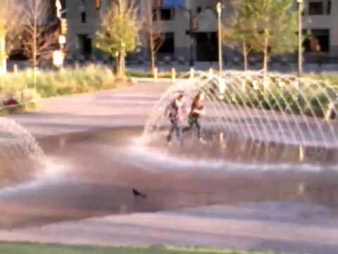 Kelli and I running through the fountains