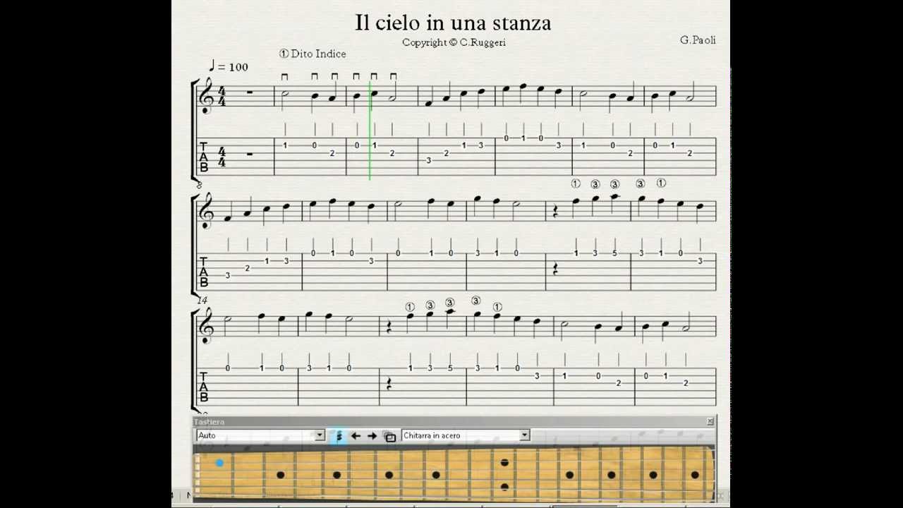 VIDEO SPARTITO "il cielo in una stanza" trascrizione facile per