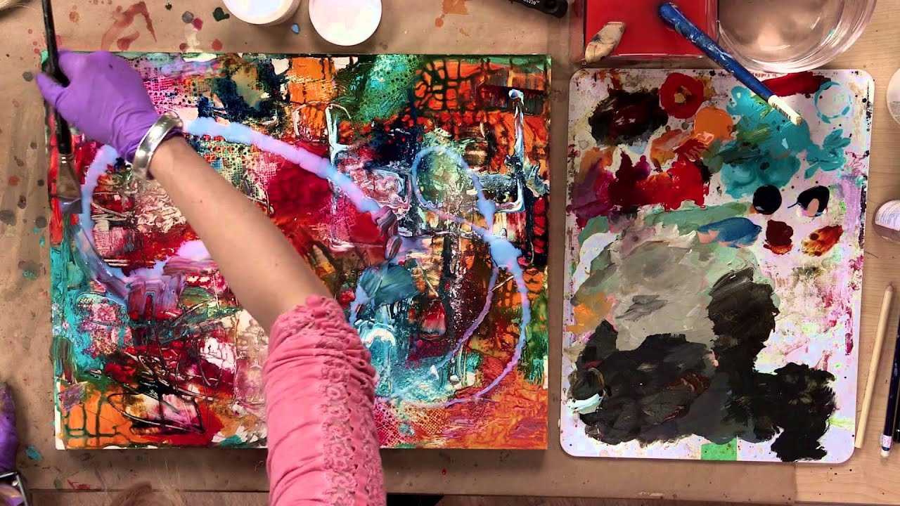 Acrylic Painting: Mixed Media Flowers - YouTube