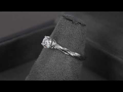 Кольцо "Тросик" из белого золота с бриллиантом