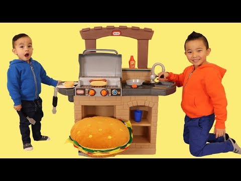 Kids Pretend Play Cooking A Giant Burger BBQ Playset Fun With CKN Toys