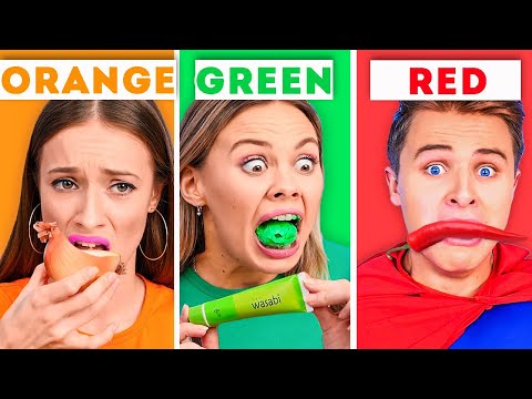 EATING ONLY ONE COLOR OF FOOD FOR 24 HOURS! || Funny Food Challenges