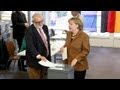 Germany\'s chancellor, Angela Merkel, has cast her vote in the country\'s national elections.

...

euronews, the most watched news channel in Europe
Subscribe for your daily dose of international news, curated and explained:http://eurone.ws/10ZCK4a
Euronews is available in 13 other languages: http://eurone.ws/17moBCU

http://www.euronews.com/2013/09/22/merkel-casts-her-vote-as-germans-go-to-polls-in-national-elections
Germany\'s chancellor, Angela Merkel, has cast her vote in the country\'s national elections.

She is widely expected to win a third term, although who she will form a coalition with is less clear.

The leader of the opposition SPD party, Peer Steinbrueck, voted in Bonn, telling people there he \