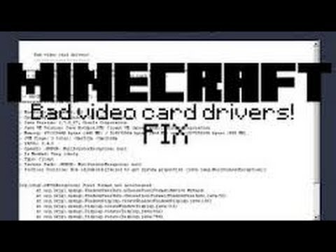 How To Fix Minecraft Bad Video Card Drivers Error Windows 7 2013 ...