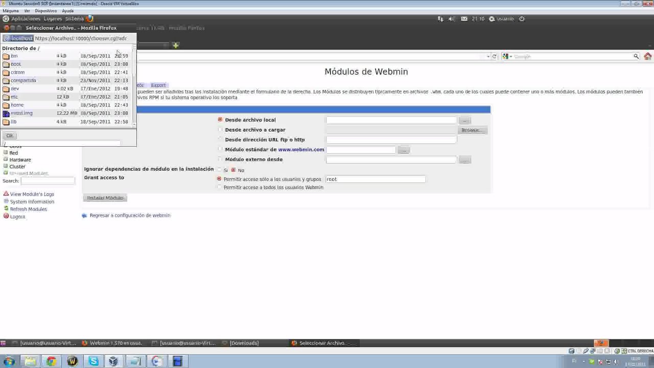 Instalar vsftpd en webmin y habilitar usuario anonymous - YouTube