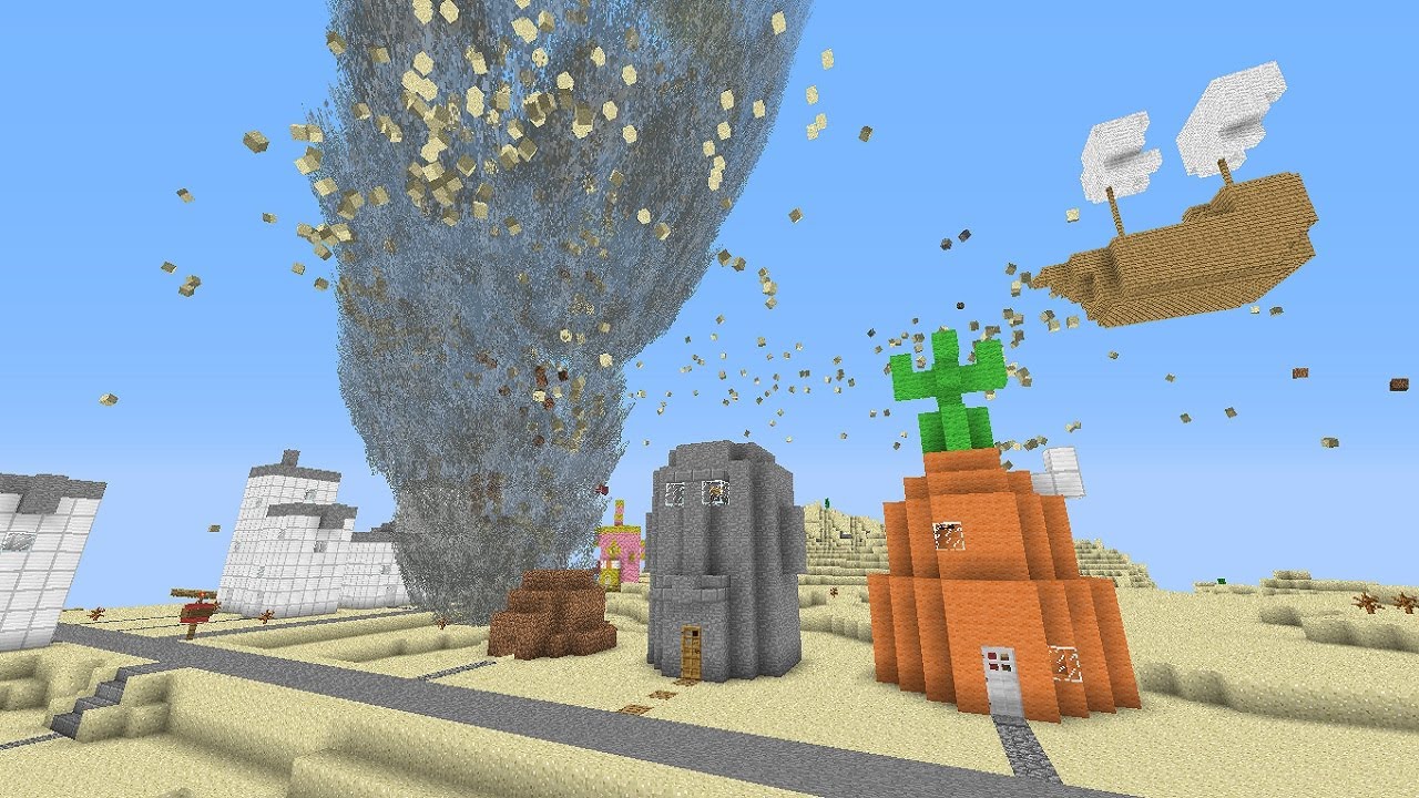 Minecraft TORNADO MOD VS BIKINI BOTTOM MAP Spongebob Squarepants