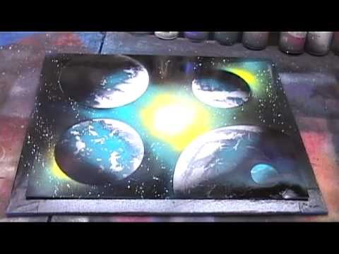 Beginner Galaxy spray paint art - YouTube