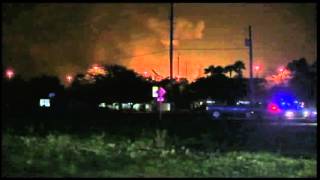 Raw: Flames at Florida Gas Plant After Explosion