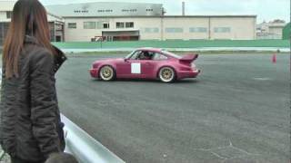 Porsche 964 3.8 Cup car drifting and near crash