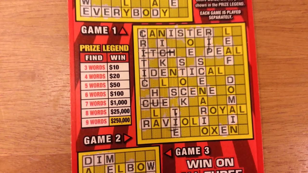 Illinois Lottery "$250,000 Crossword" Winning Scratch Off 