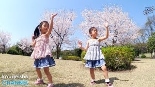 桜をバックに「放課後ポニーテール」（アイカツ！）を楽しく踊る(^^)