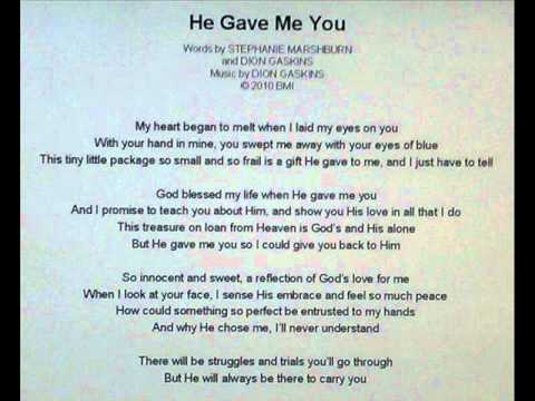 Christian baby dedication song "He Gave Me You" written by Stephanie