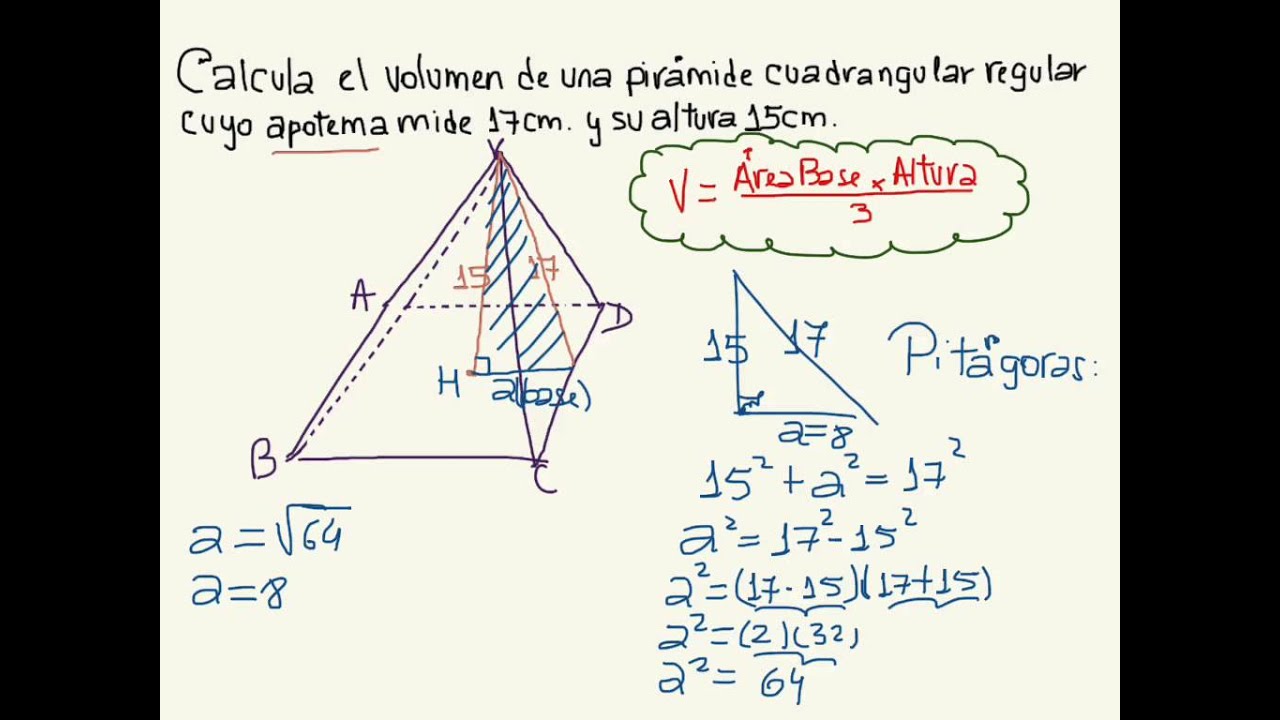 Pir mide Volumen A Partir De Apotema Y Altura YouTube