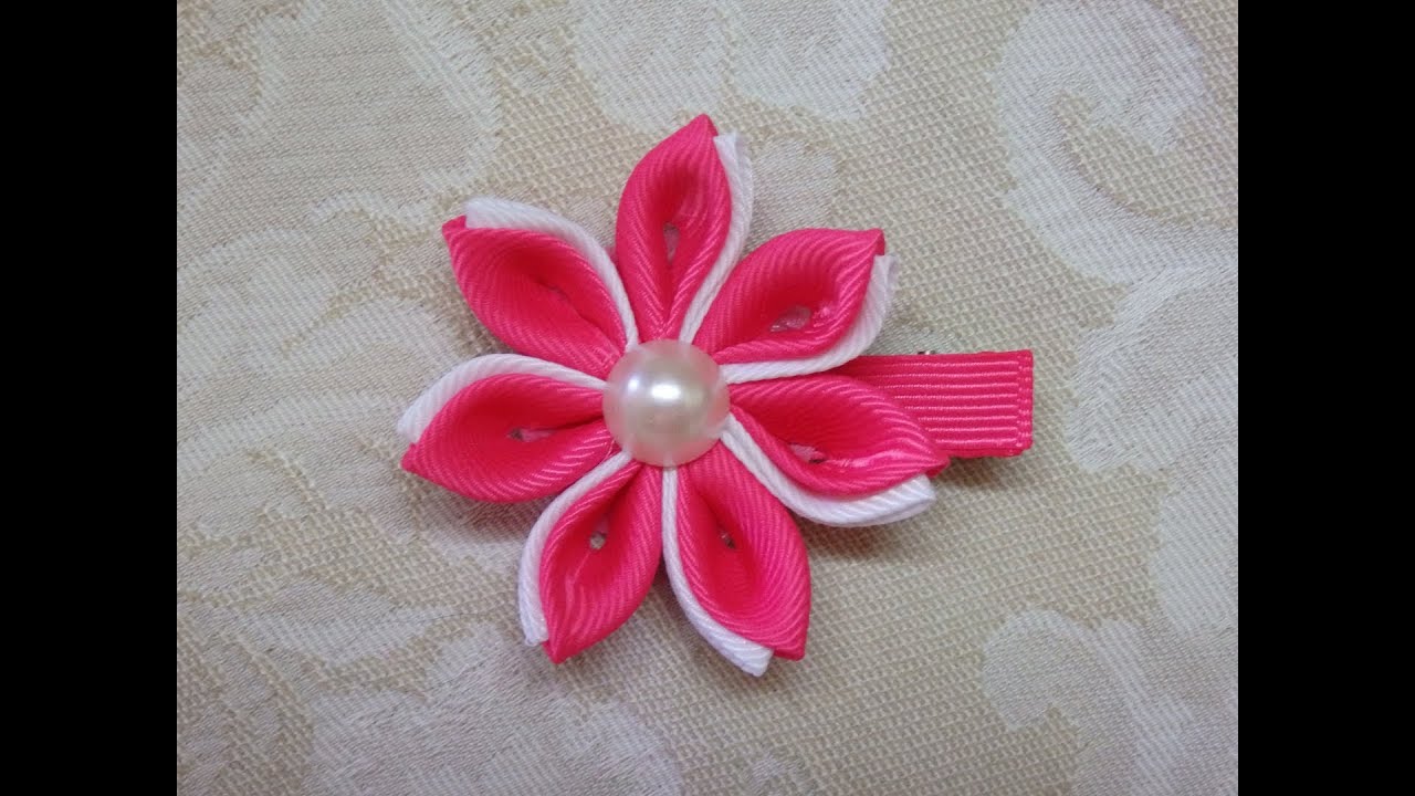 ribbon flower flowers hair tutorial clip kanzashi diy flores cinta