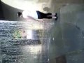 Running through a water fountain