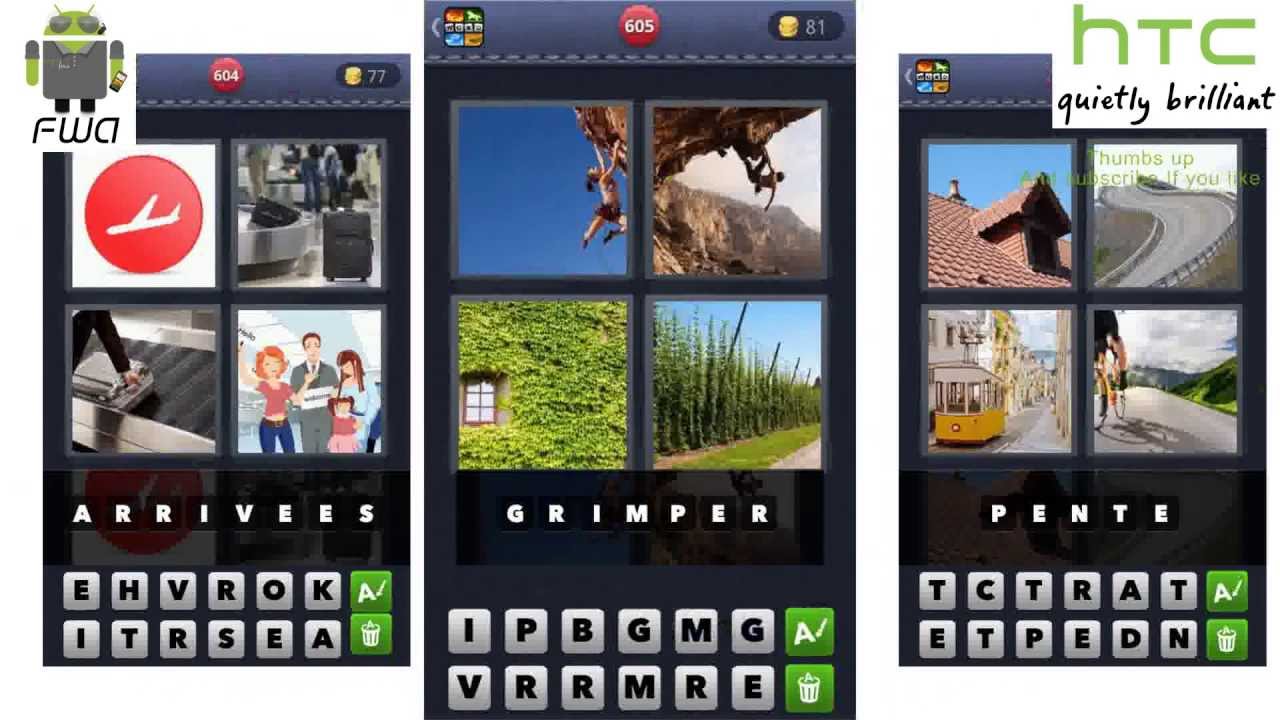 4 Images 1 Mot niveaux 495 à 525 Apple & Android Solutions Facile