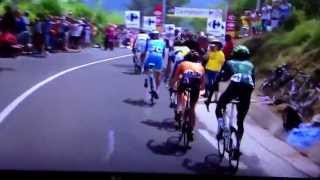 Spectator gets lamped by another spectator on Stage 5 of #tdf2013.