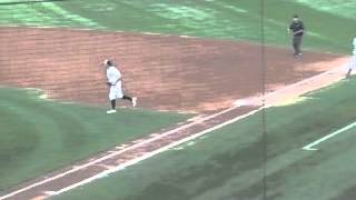 Zac Mitchell Handles a Wild Ricochet off Second (07-23-2013)