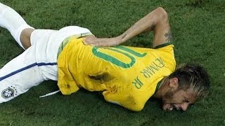 Neymar out of World Cup 2014 ! fractures vertebrae  Horror Foul | WM-Aus: Wirbelbruch bei Neymar |