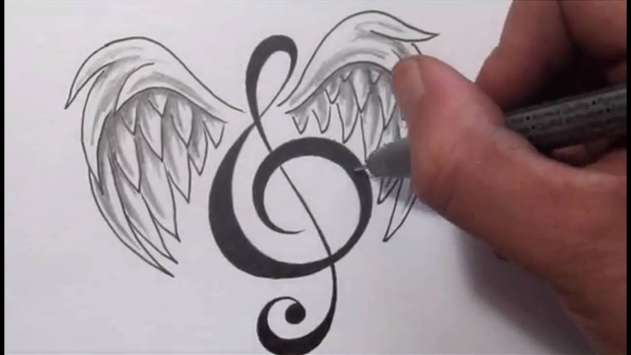 Music Tattoos - Designing a Treble Clef With Wings - YouTube