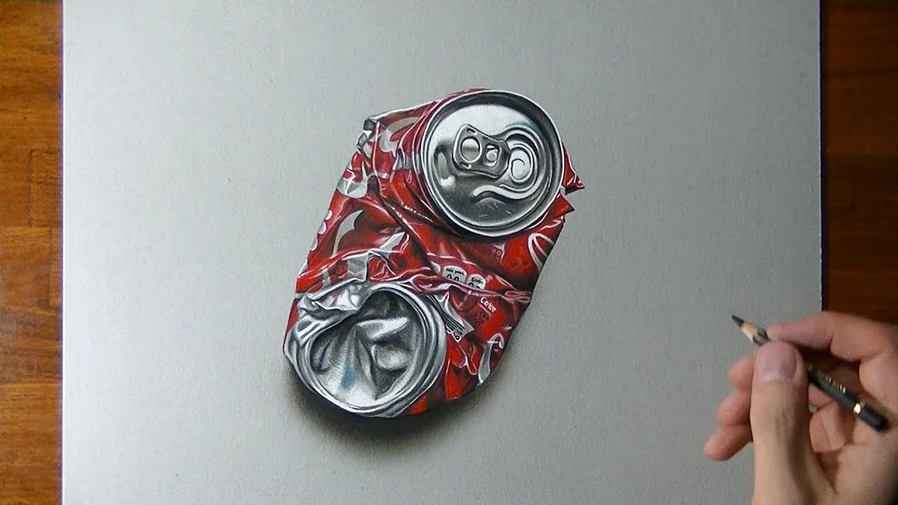 How to draw a crushed coca-cola can - YouTube