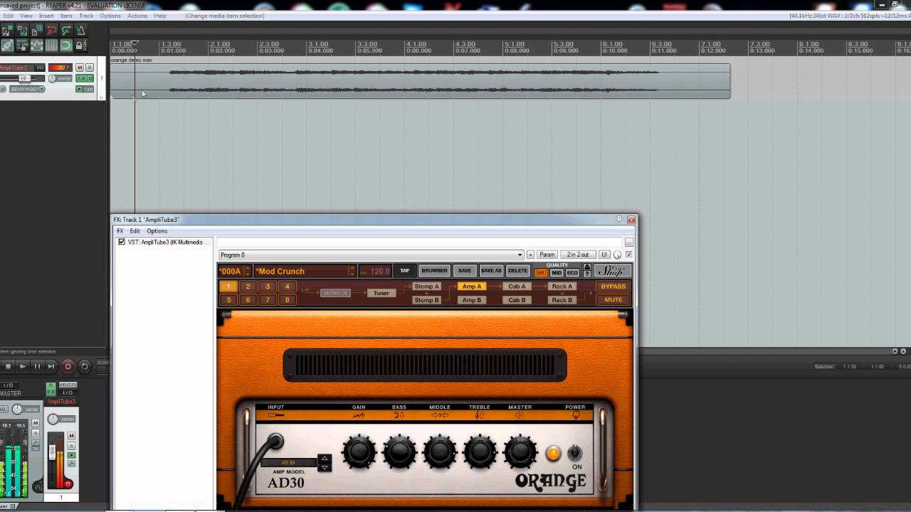 how toy use amplitube 3 in reaper