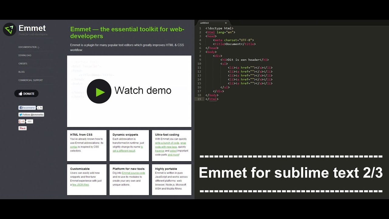 Emmet install for sublime text 2or3 - YouTube