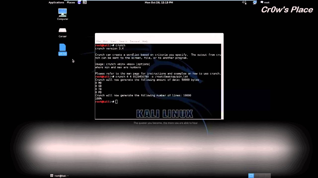 Kali Linux Crunch Tutorial | wordlist generation with crunch kali linux hd youtube Kali Linux Crunch Tutorial | wordlist generation with crunch kali linux hd youtube