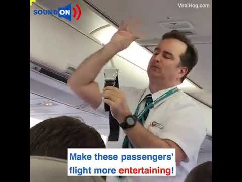 FUNNY: Flight attendant giving instrucions in a funny way.