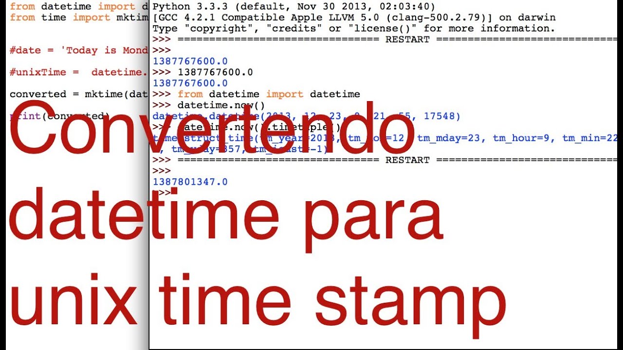 Convertendo datetime para unix time stamp com Python - YouTube