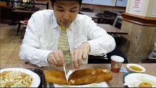 NYのインド寺でインドクレープ食べてきた Indian dosa (crepe) at Indian canteen in New York