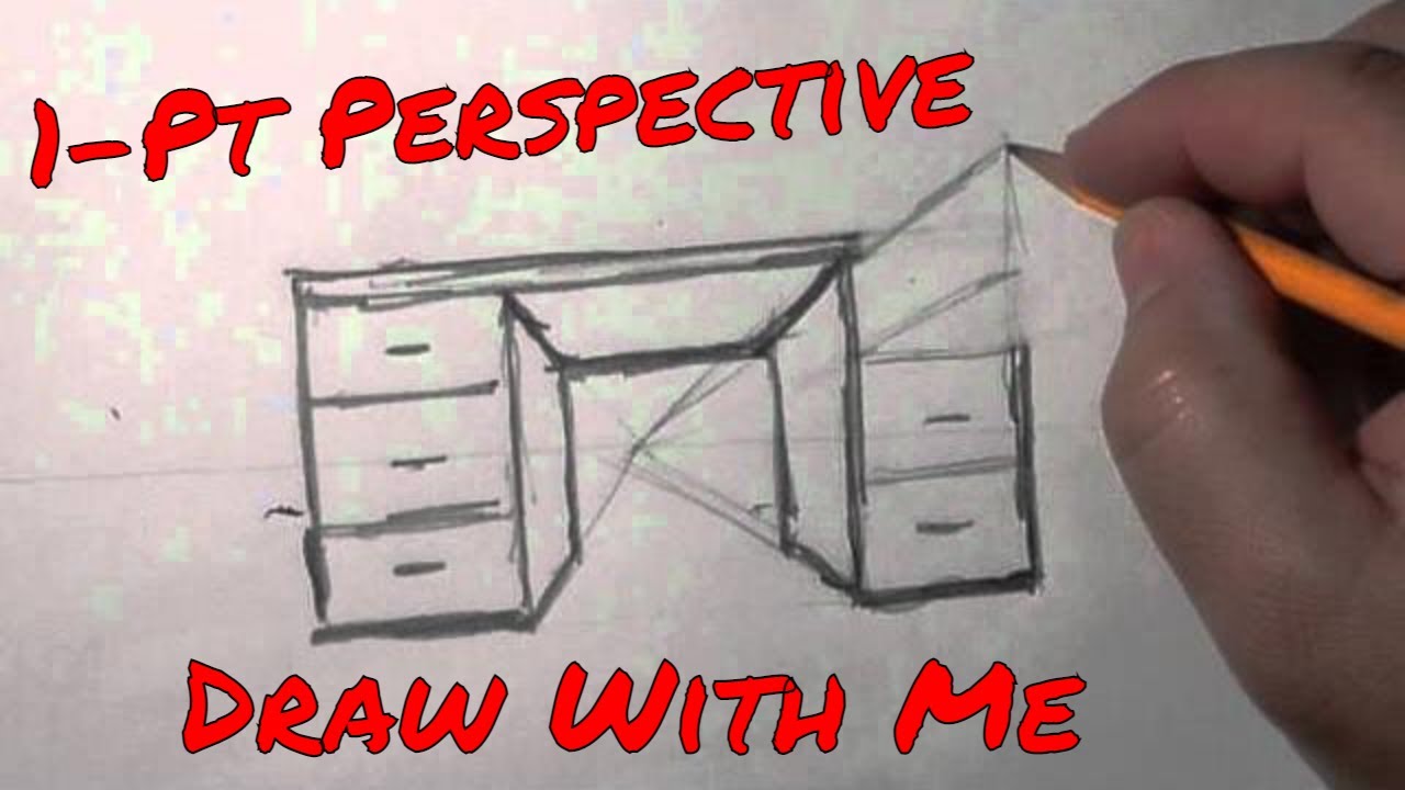 1 Pt Perspective Desk. A basic quick how-to draw lesson - YouTube