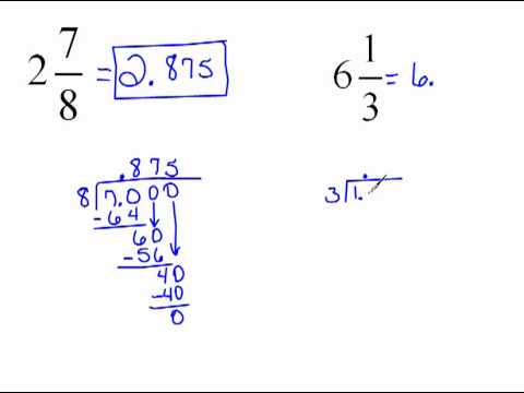 Converting Mixed Numbers to Decimals 4.6 - YouTube