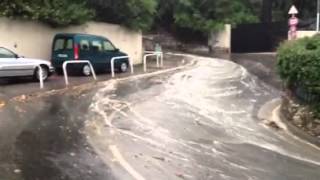 Pluie torentielle à Nice avenue du Dauphiné