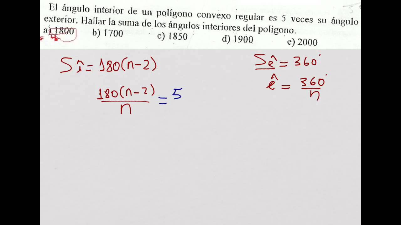Ángulo interior y exterior de un polígono regular, suma de