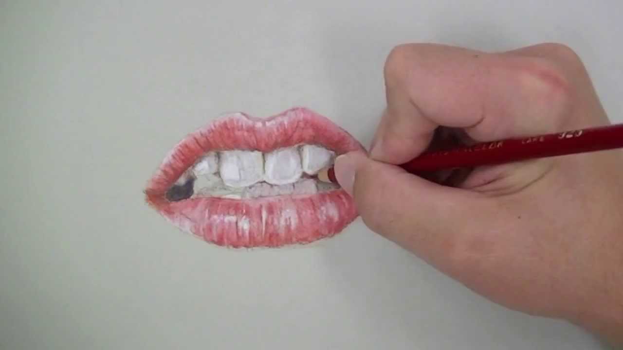 Draw a Realistic Mouth with Colored Pencils - YouTube