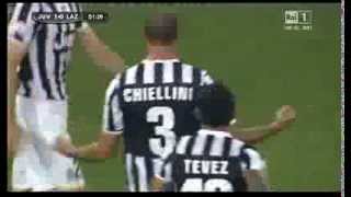 Chiellini gol 2-0 Supercoppa Juve Lazio 4-0