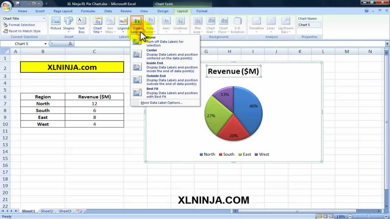 how to make a pie chart in excel 2007